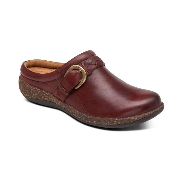 Aetrex Women's Libby Comfort Clogs Burgundy Shoes UK 0459-159